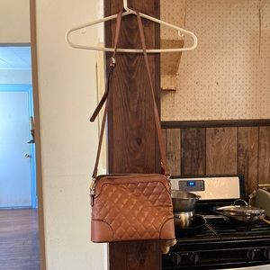 Brown purse with shoulder strap